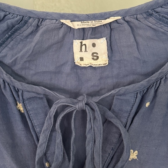 Harper Sage Secret Garden Dress puff Sleeves daisy & polka dot blue maxi dress - Picture 3 of 9